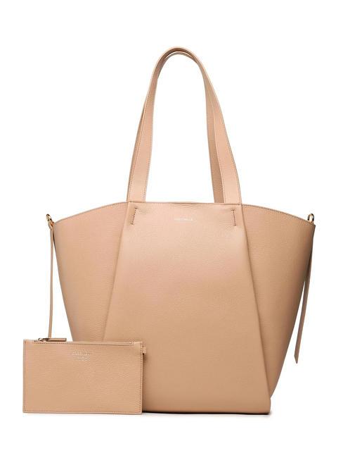 COCCINELLE BOHEME Leather shopper bag with pouch toasted - Women’s Bags