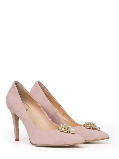 ANNA VIRGILI CATIA1988 Suede leather décolleté with jewel appliqué pink - Women’s shoes