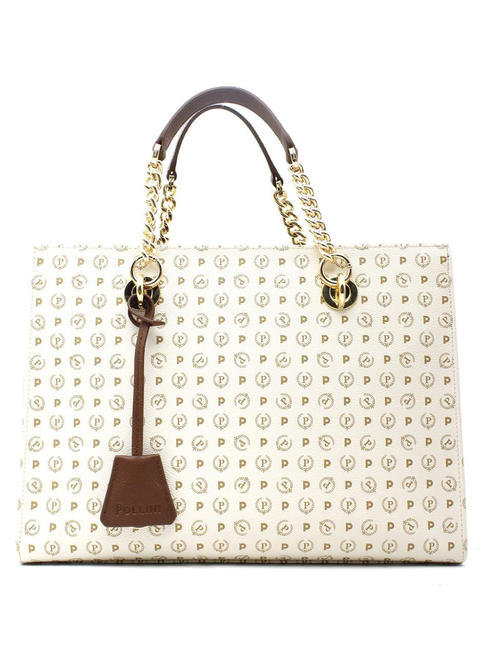 POLLINI Tapiro Handbag; with shoulder strap ivory / brown - Women’s Bags
