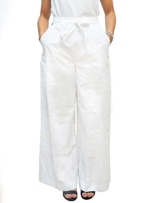 MANILA GRACE   Cropped cotton trousers offwhite - Women's Pants