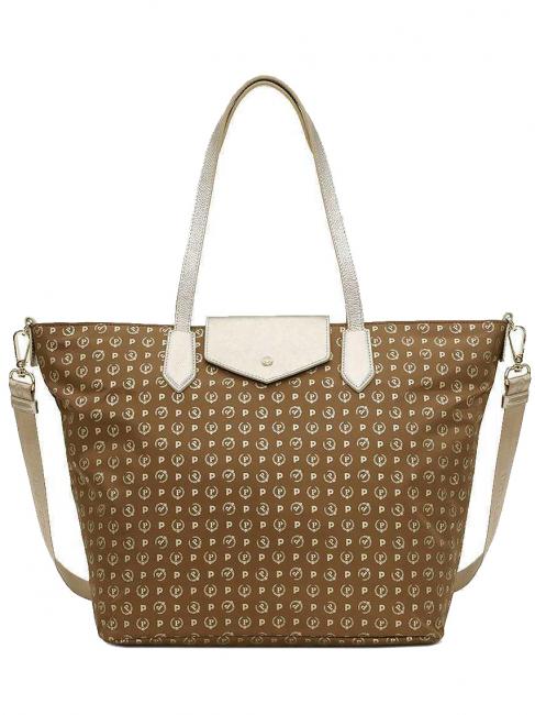 POLLINI HERITAGE SOFT HERITAGE SOFT Shopping bag, with shoulder strap heritage soft nylon bag brown / gold - Women&rsquo;s Bags