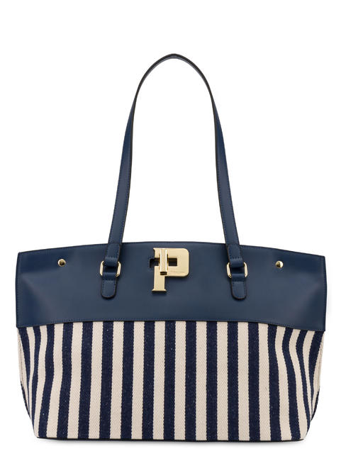 POLLINI CAPITOL PEAK Shopping bag in canvas blue - Women’s Bags