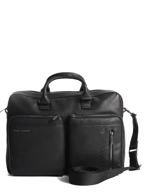 PIQUADRO NABUCCO Leather briefcase for pc 15.6 " Black - Work Briefcases