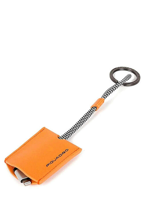 PIQUADRO EMPIRE Leather keychain with usb cable ORANGE - Key holders