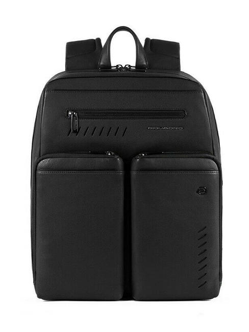 PIQUADRO NABUCCO Leather backpack for PC 14 "/ ipad 12.9" Black - Laptop backpacks