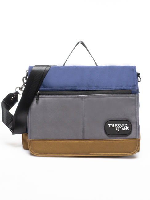 TRUSSARDI LIGHT M Messenger with shoulder strap gre / blue - Work Briefcases