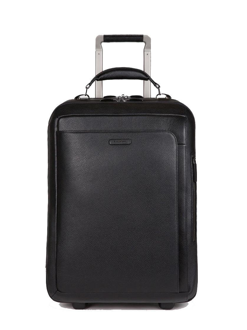 Piquadro Modus Special Leather Hand Luggage Trolley Black Buy At