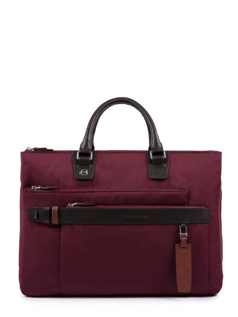 PIQUADRO HEXAGON  15.6 "laptop briefcase, with shoulder strap bordeaux - Work Briefcases