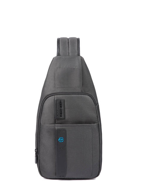PIQUADRO P16 Single shoulder tablet holder backpack CHEVRON / GRAY - Over-the-shoulder Bags for Men