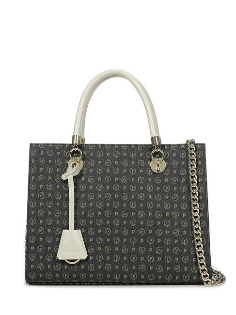 POLLINI Tapiro Handbag; with shoulder strap Black / Ivory - Women’s Bags