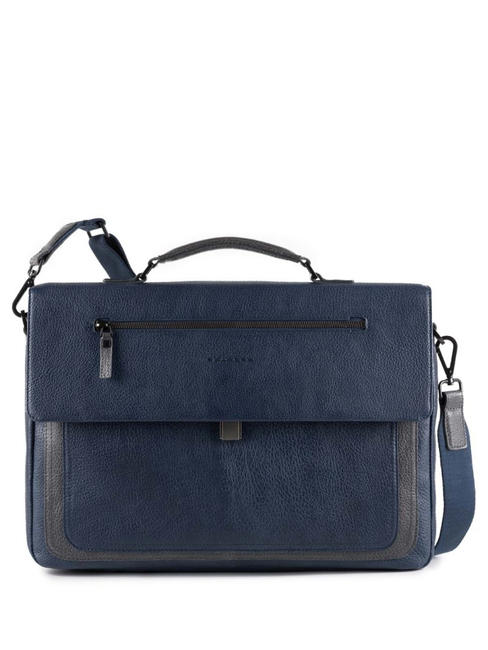 PIQUADRO KARL Leather briefcase for PC 15 " blue - Work Briefcases