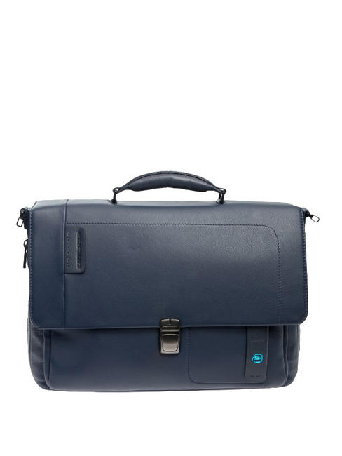 PIQUADRO PULSE Leather briefcase for pc 15 " blue - Work Briefcases