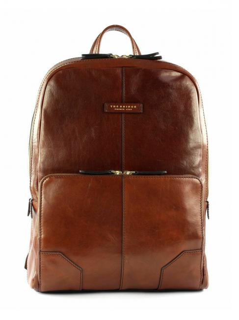 THE BRIDGE VESPUCCI Leather laptop backpack BROWN - Laptop backpacks