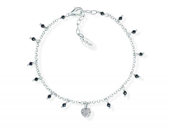 AMEN CANDY CHARM Bracelet in rhodium-plated silver with black crystals and white zircons rhodium - Bracelets