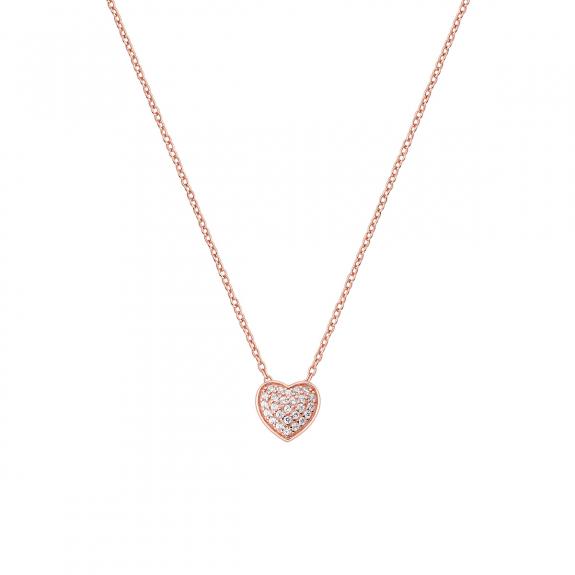AMEN COCCOLE LUXURY Silver necklace with rose heart and white cubic zirconia rose - Necklaces