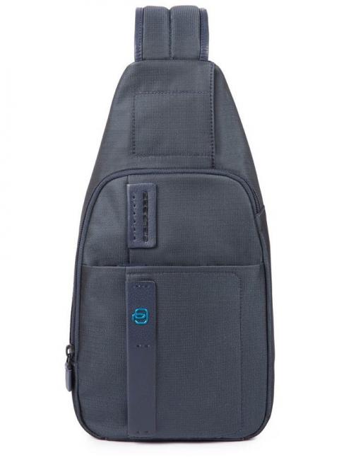 PIQUADRO P16 Single shoulder tablet holder backpack CHECK / BLUE - Over-the-shoulder Bags for Men