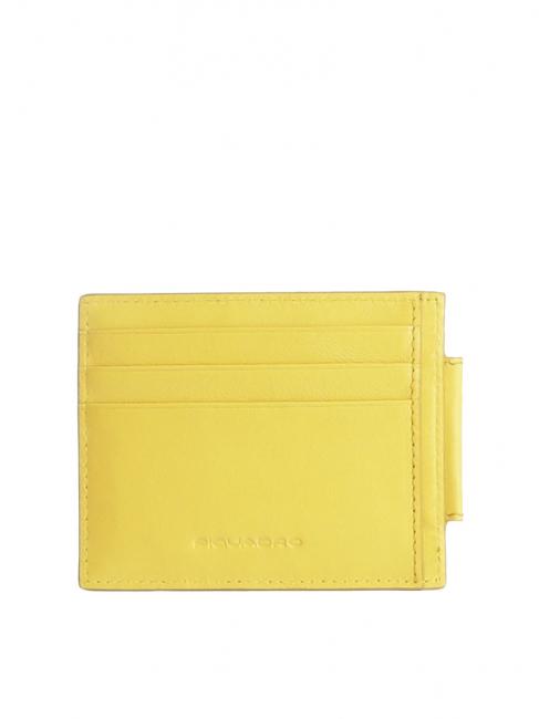 PIQUADRO URBAN Flat leather credit card holder Yellow - Men’s Wallets