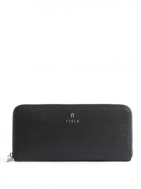 FURLA MAGNOLIA XL Large zip around wallet in leather Black - Women’s Wallets