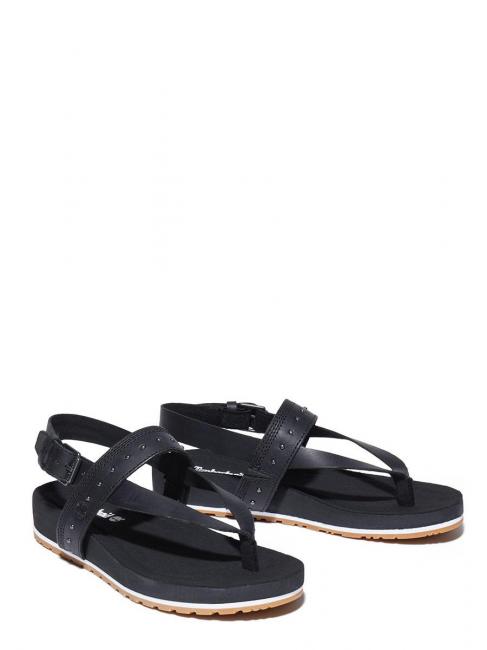 TIMBERLAND MALIBU WAVES Flat leather sandals BLACK - Women’s shoes