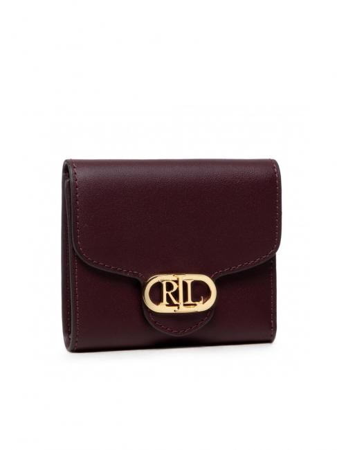 RALPH LAUREN LOGO Compact medium leather wallet burgundy - Women’s Wallets