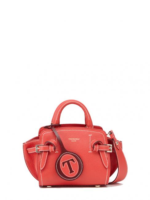 TRUSSARDI GITA Bicolor Hand micro bag with shoulder strap coral / bordeaux - Women&rsquo;s Bags