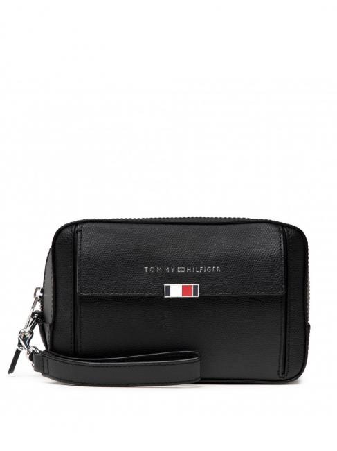 TOMMY HILFIGER BUSINESS Leather beauty with cuff black - Beauty Case