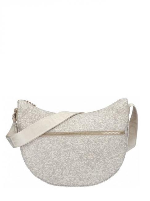 BORBONESE LUNA BAG MIDDLE ECO LINE LUNA Shoulder bag in jet fabric op sand - Women’s Bags