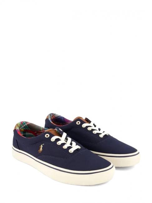 RALPH LAUREN KEATON PONY Canvas sneaker hunter navy / madras - Women’s shoes