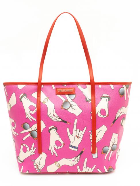 TRUSSARDI Shopping bag con stampa all over  Fuchsia - Women’s Bags