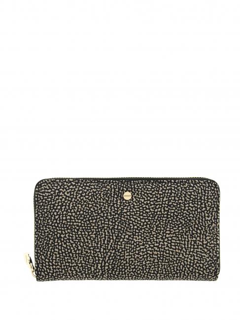 BORBONESE CLASSICA Zip Around Wallet OP / NATURAL / BLACK - Women’s Wallets