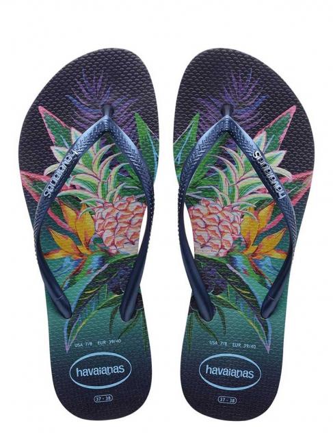 HAVAIANAS  SLIM TROPICAL flip flops navyblu - Women’s shoes