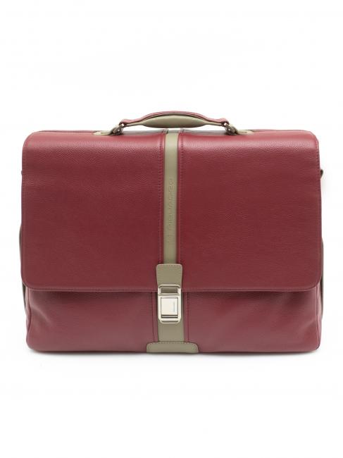 PIQUADRO folder Leather; 14” laptop bag taupe bordeaux - Work Briefcases
