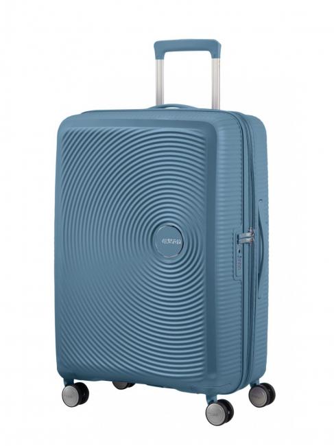AMERICAN TOURISTER SOUNDBOX SPINNER Medium trolley, expandable stone blue - Rigid Trolley Cases