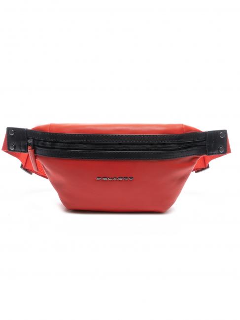 PIQUADRO SENDAI Leather belt bag RED - Hip pouches