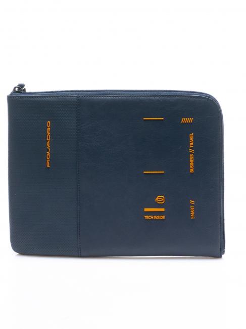 PIQUADRO  TOKYO Leather iPad case blue - Tablet holder& Organizer