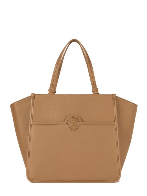TRUSSARDI ARDISIA Shopping Bag by hand sepia tint - Women’s Bags