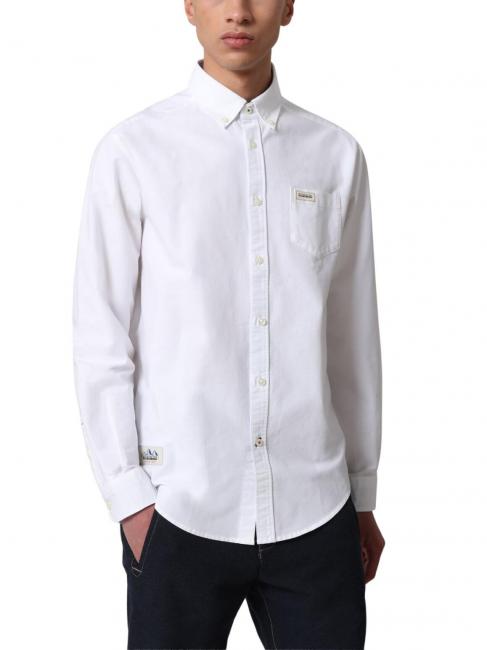NAPAPIJRI GUNTER Stretch cotton shirt BRIGHT WHITE 002 - Men's Shirts