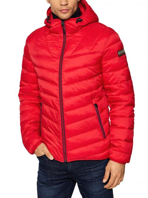 NAPAPIJRI AERONS H 2 Down jacket with hood red tango - Men's down jackets