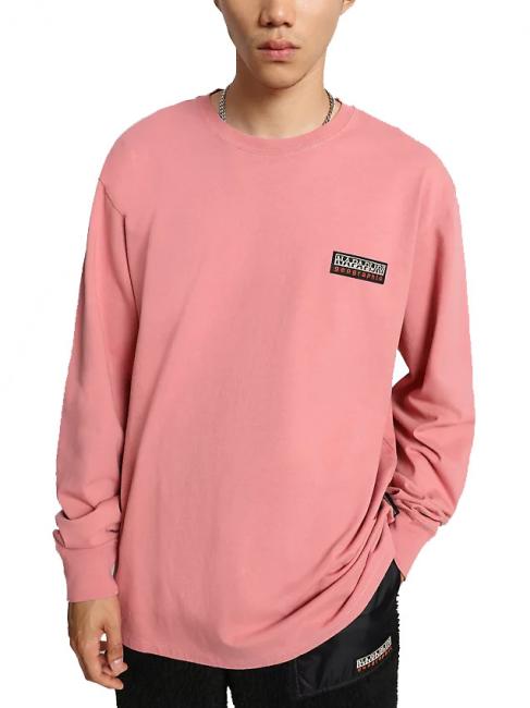 NAPAPIJRI S-PATCH Long-sleeved cotton shirt pink lulu - Men's Sweaters