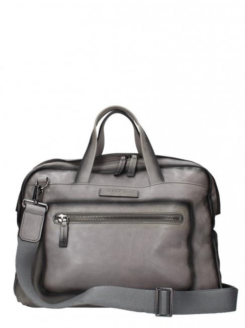 THE BRIDGE FREESTYLE Leather business briefcase gray / dark ruthenium - Work Briefcases