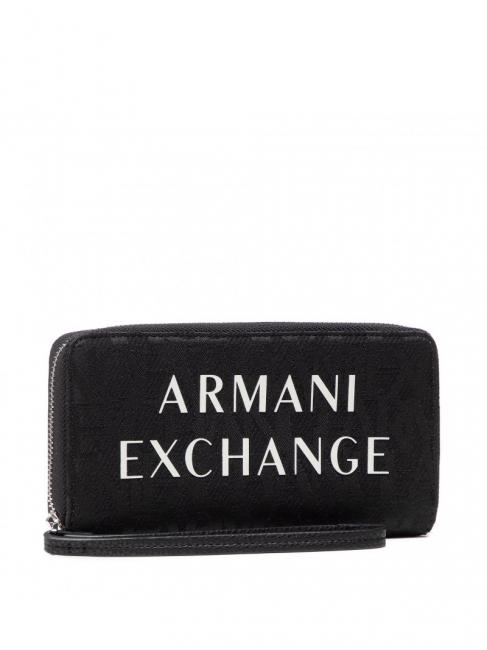 ARMANI EXCHANGE MAXI LOGO Large zip around wallet with cuff Black - Women’s Wallets