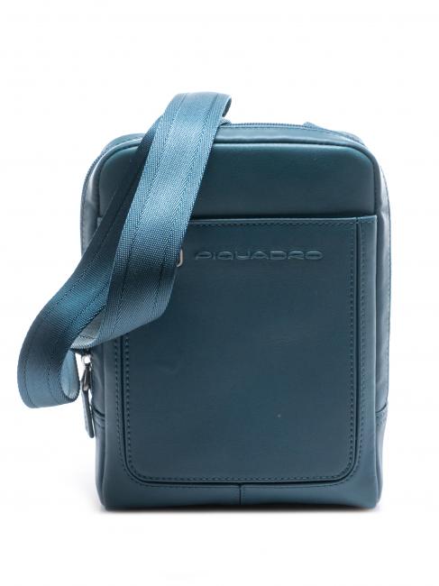 PIQUADRO bag VIBE out, in hammered leather teal - Over-the-shoulder Bags for Men