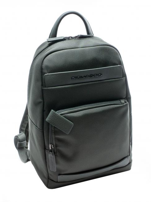PIQUADRO KLOUT S Leather and fabric backpack, 11 "pc holder GREEN - Laptop backpacks