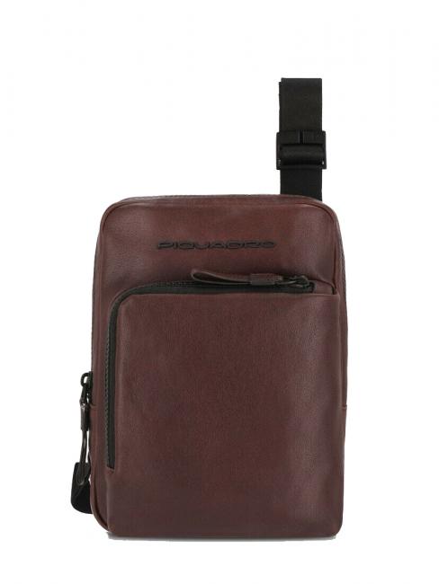 PIQUADRO HARPER Leather bag, iPad Mini holder MORO - Over-the-shoulder Bags for Men