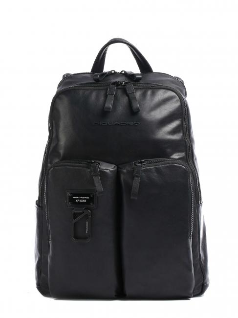 PIQUADRO HARPER Laptop backpack 14 ", in leather Black - Laptop backpacks