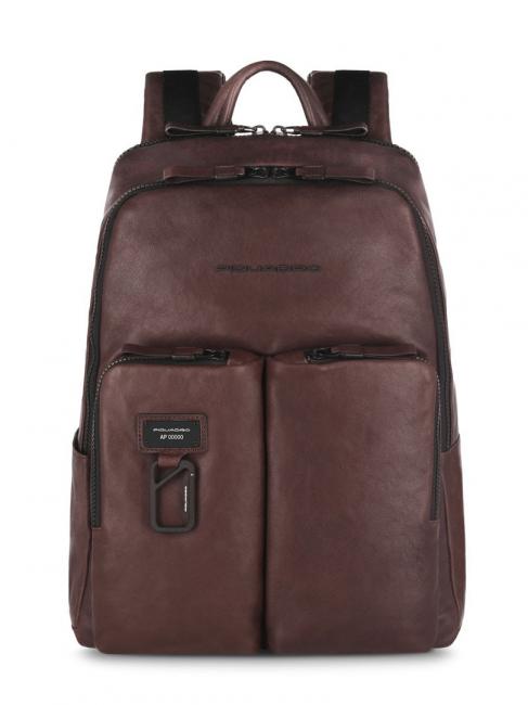 PIQUADRO HARPER Laptop backpack 14 ", in leather MORO - Laptop backpacks