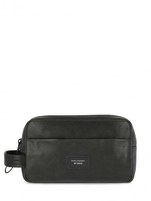 PIQUADRO HARPER Beauty Case in leather Black - Tablet holder& Organizer