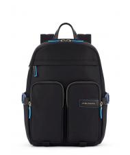 PIQUADRO PQ-RY Backpack in recycled fabric, 14 "PC holder Black - Laptop backpacks - 1