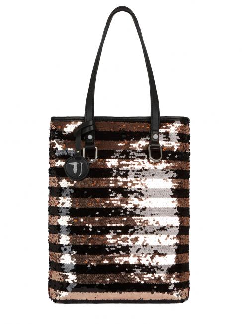 TRUSSARDI T-WOW Night Stripes Shoulder bag, with shoulder strap Black / natural - Women’s Bags
