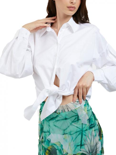 GUESS SAVINA Cotton shirt with bow purwhite - Shirts